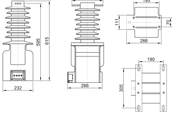 35kV Outdoor CT LZW-35 Technical Drawing