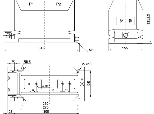 10kV Current Transformer LZZBJ9-10 CAD Dimensions