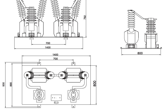 35kV Combined Metering Transformer JLSZV-35 Dimensions