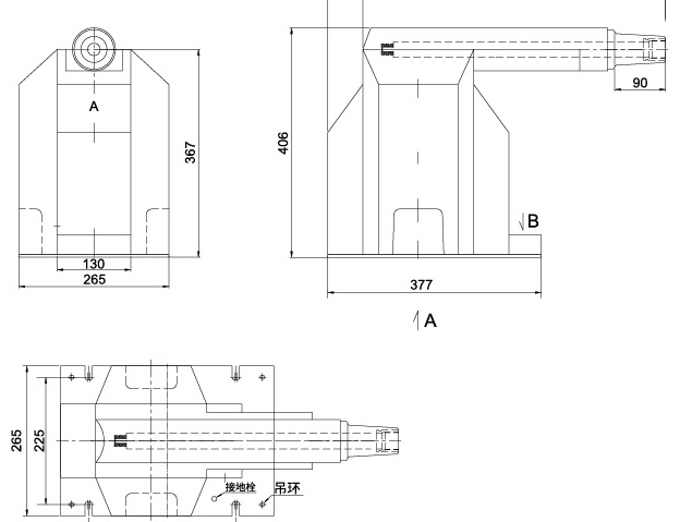 RMU Voltage Transformer JDZX16-35R Dimensions
