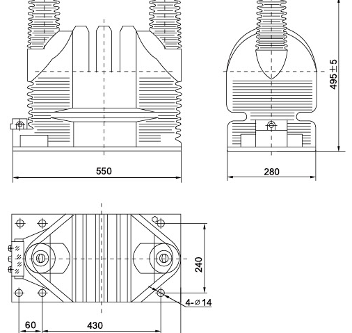 35kV Voltage Transformer JDZ9-35 Outline Drawing
