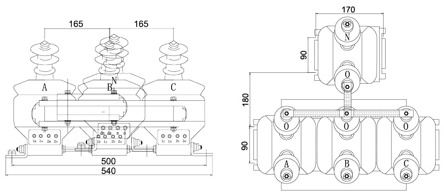 JSZJK-10Q Three-Phase VT Dimensions