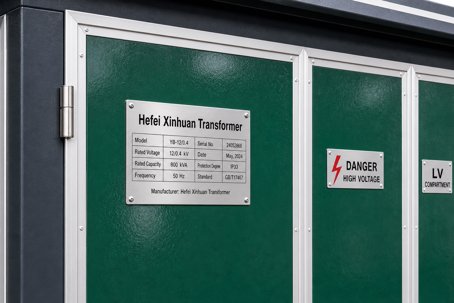 European type compact substation — nameplate detail
