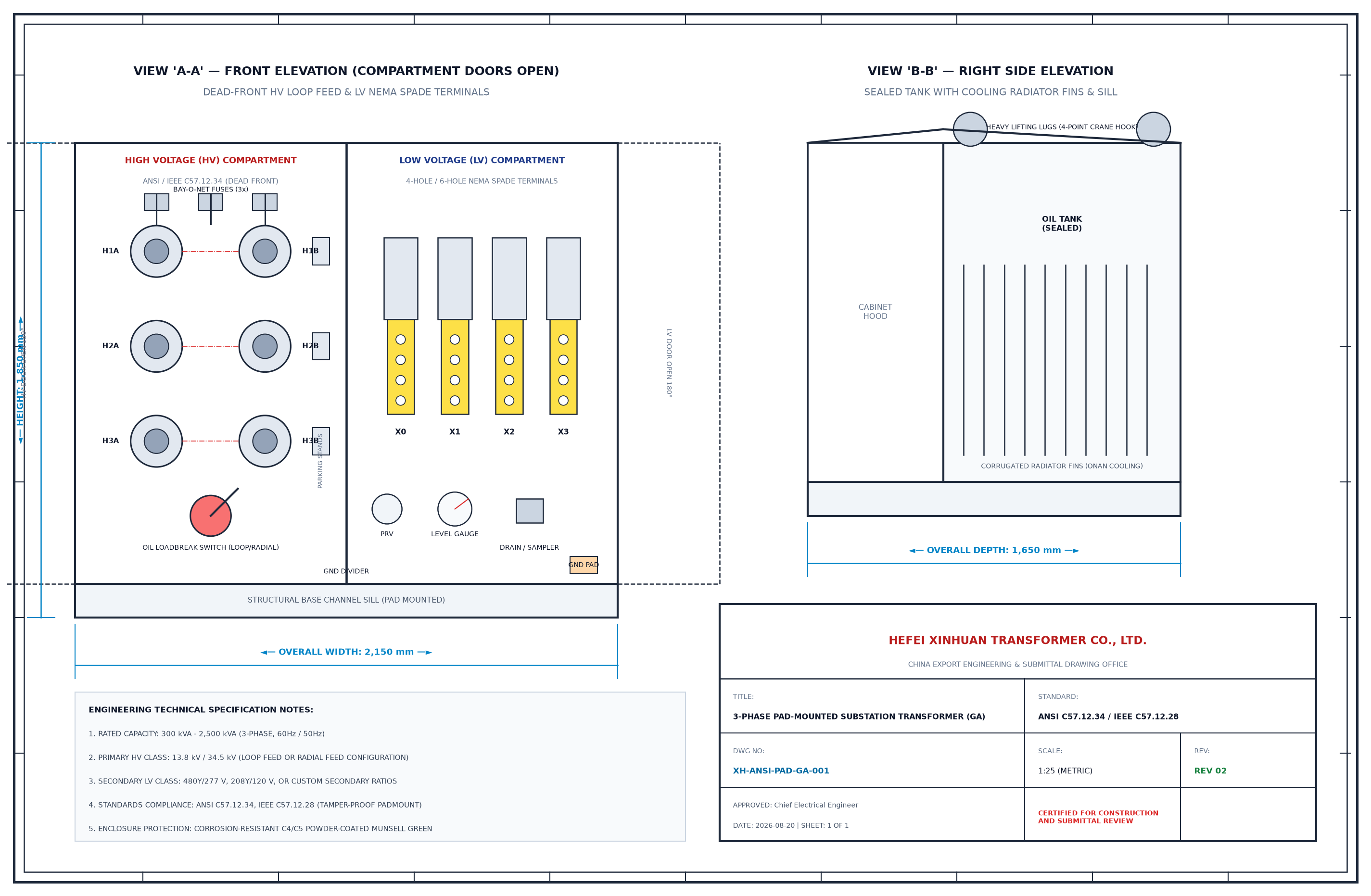 XinHuan Pad-Mounted Substation 2D AutoCAD Blueprint