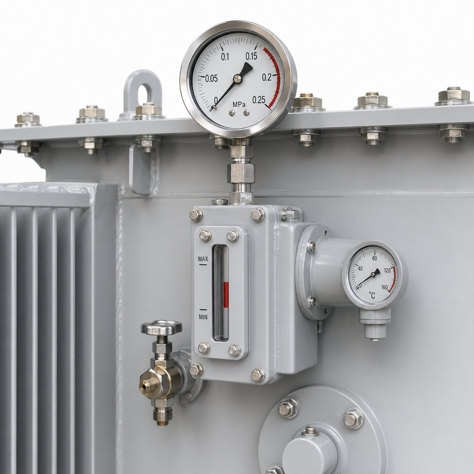 Transformer gauge detail — oil transformer gauges 3d rendering 002
