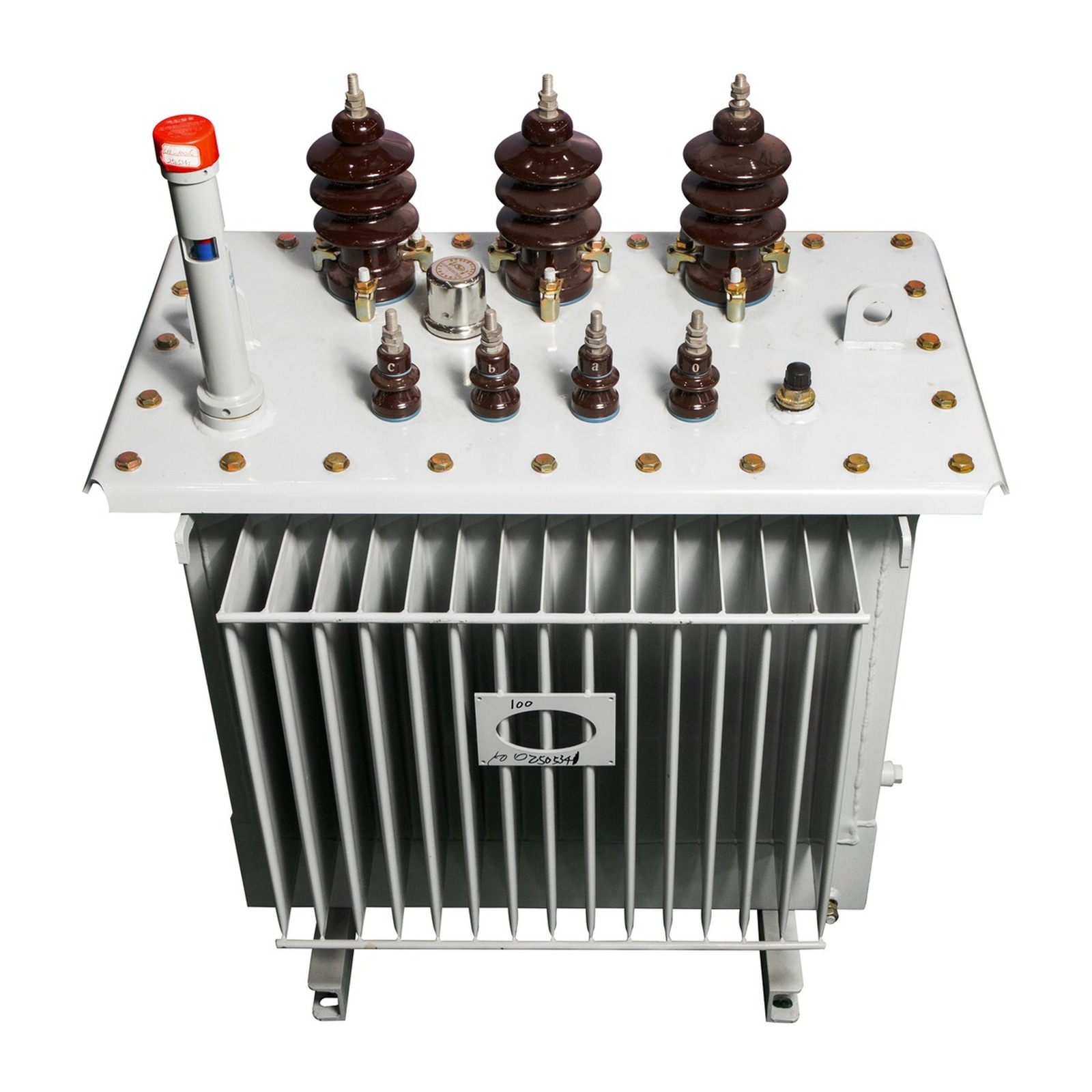 Oil-immersed transformer top view — oil transformer gallery top bushings 001